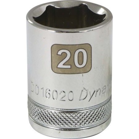DYNAMIC Tools 1/2" Drive 6 Point Metric, 20mm Standard Length, Chrome Socket D016020